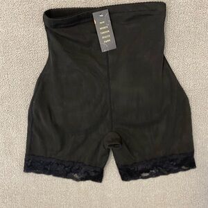 Hey Girl Black Lace Trim Butt Padded Shape Wear Shorts- Slimming Stretch Curvy